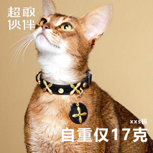 【超敢伙伴】耀夜金星宠物项圈黑金十字星蛇皮纹犬猫通用可牵引