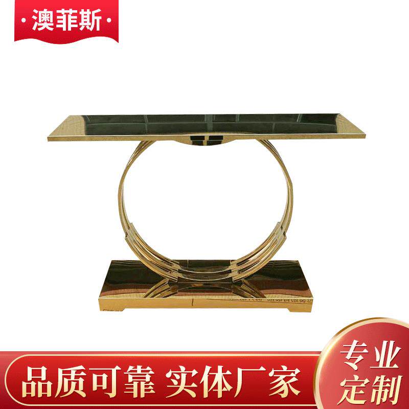 现代轻奢不锈钢玄关台展示样板房客厅不锈钢入门走廊玄关隔断桌子
