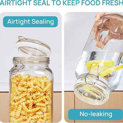 Glass Food Storage Jars Airtight Clamp Lid Kitchen Canisters