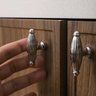 indoors中古风黄铜拉手金色银色法式覆古衣柜门单孔橄榄型小拉手