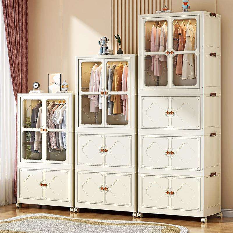 折叠衣柜免装对开门折叠箱宝宝衣柜家移动儿童安组用合衣橱小可户