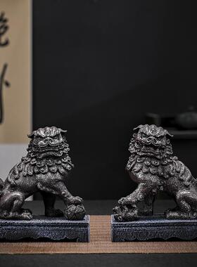 狮子摆件一对招财镇宅物件北京狮办公室客厅装饰品入户门口小狮子
