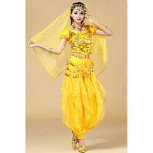 高档印度舞蹈演服装人肚皮舞服装新成短西表装裤天袖竺女孩表演服