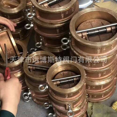 蝶式止回阀DH77X-10/16T铝青铜单向止回阀对夹止回阀蝶形涡轮