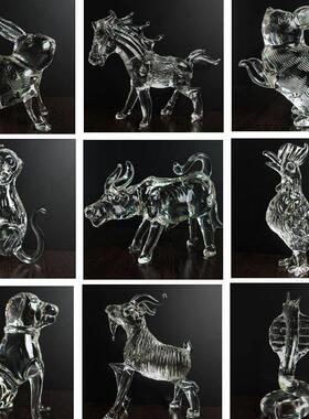 水晶十二生肖家装鼠、牛、虎、兔、龙、蛇、马、羊、猴、鸡，公司