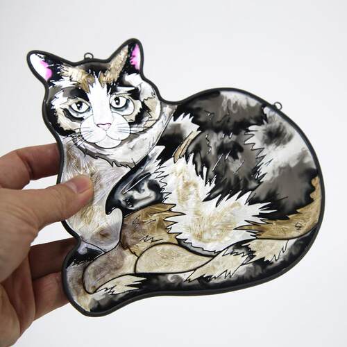 亚马逊热卖彩绘猫咪挂饰窗户挂件家居猫咪艺术工艺品挂饰厂家
