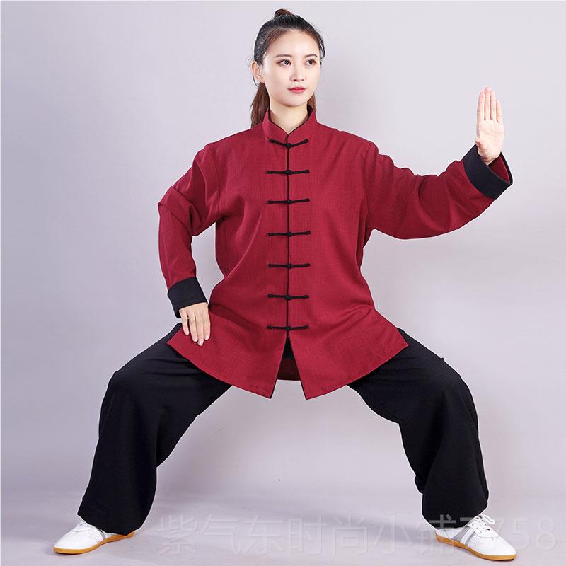 高档宏极春夏棉麻太极服中女极国风气练功服夏季中式武术太拳服洋