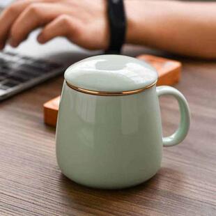 创意简约茶水分离杯办公室家用陶瓷杯马克杯带盖过滤网泡茶杯子