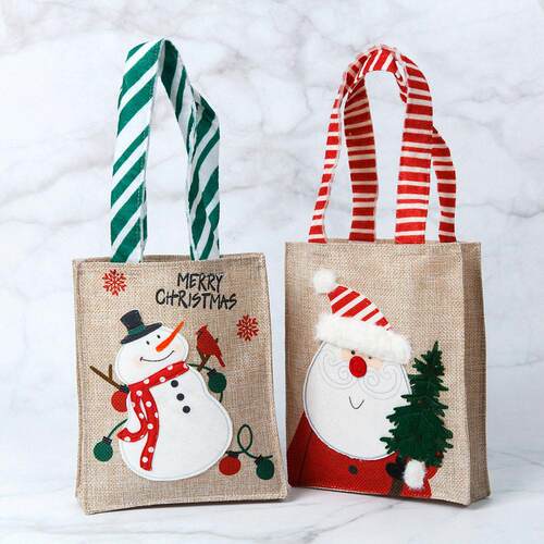 Christmas Decorations Linen Gift Bag Presents