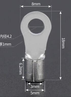 RNB3.5-4国标加厚紫铜1mm厚镀亚光圆形Ｏ型裸端头1000只