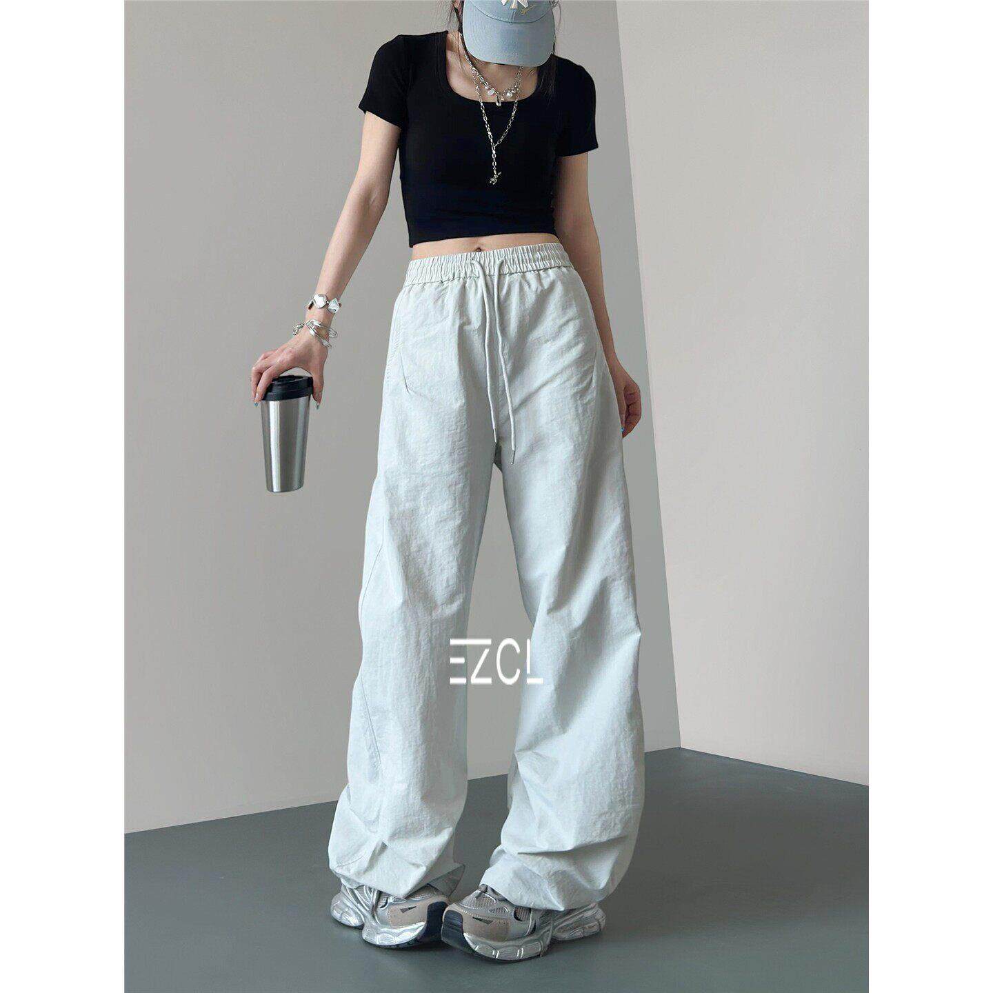 EZCL 显瘦宽松冰丝速干运动裤女2026夏季新款大码登山直筒阔腿裤
