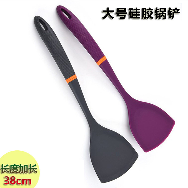 硅胶厨具大号全包一体手柄硅胶锅铲硅胶烹饪煎铲厨房用品硅胶铲