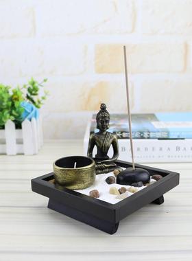YD50中式禅意树脂佛像沙盘香薰烛台 家居装饰用品工艺品沙摆