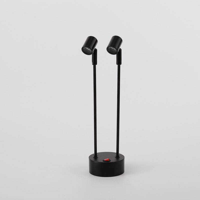 LED无线可充电柜台射灯1W3W立杆玻璃柜展示灯双头展会补光小射灯