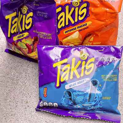 Takis INTENSE NACHO HOT CHILI LIME美国酸辣味玉米棒蓝28.4G辣