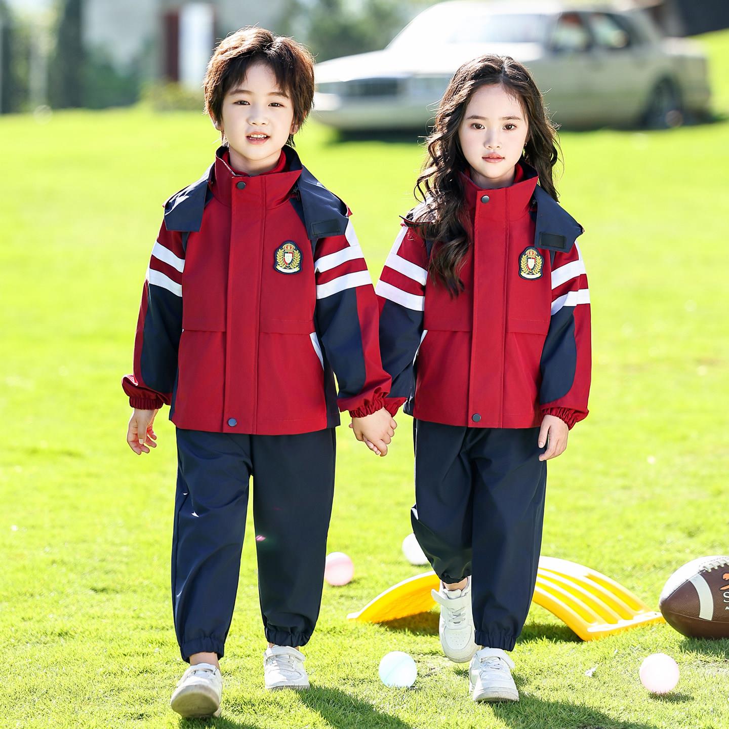 小学生校服春秋冬装三合一冲锋衣三件套一年级运动套装幼儿园园服