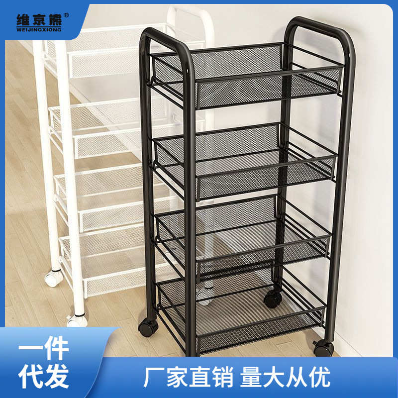 厨房置物架家用收纳储物落地可移动多层小推车多功能蔬菜篮古