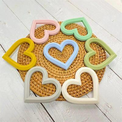 5pcs Heart Silicone teether Beads BPA Free Baby Teether Neck