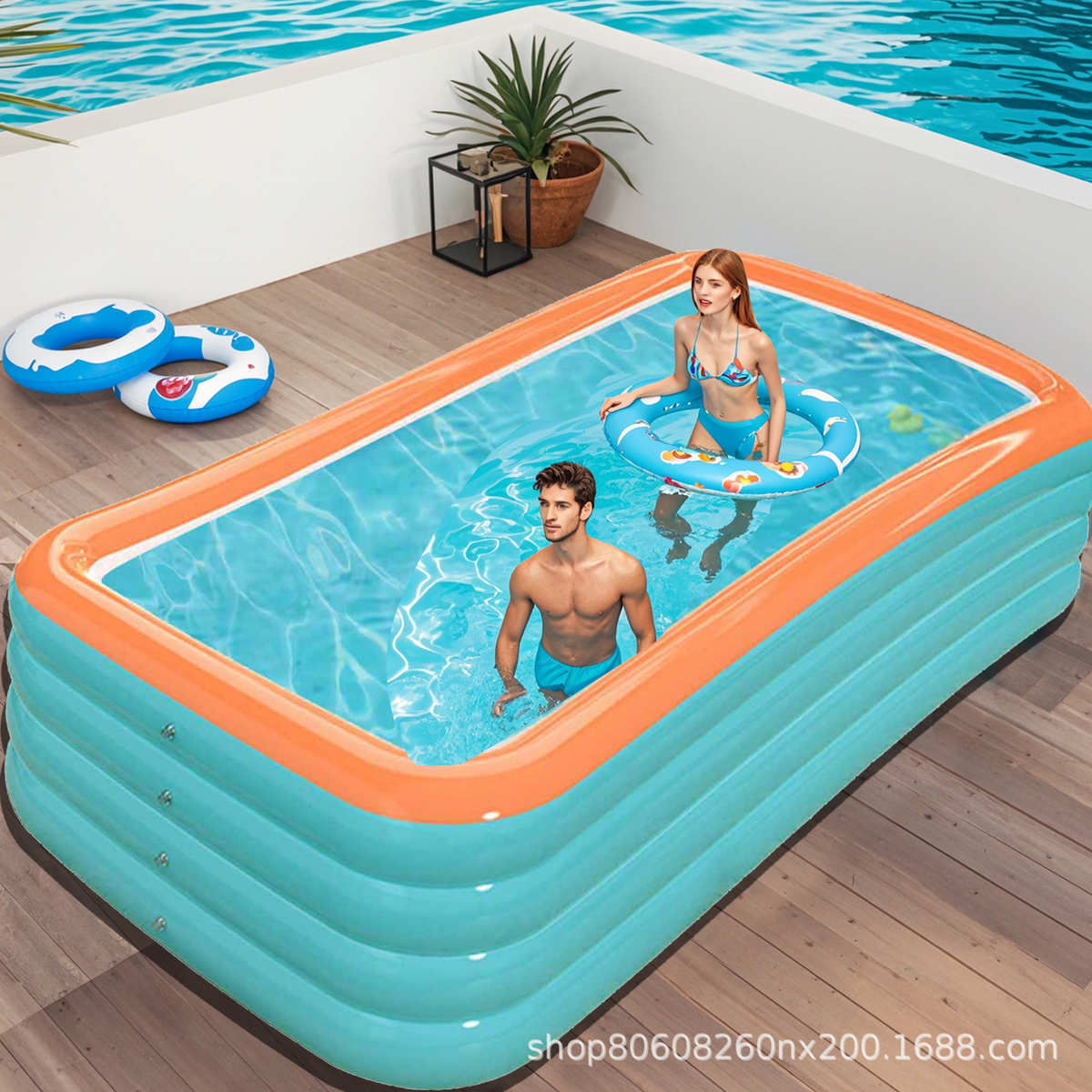 免充气游泳池充气儿童游泳池户外大型家庭水池免安装打开即用免充