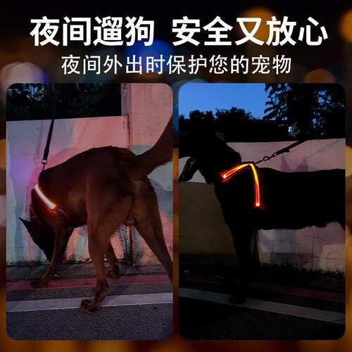 新款宠物胸背带 狗狗牵引色多彩亮狗狗背心发光带宠物用品