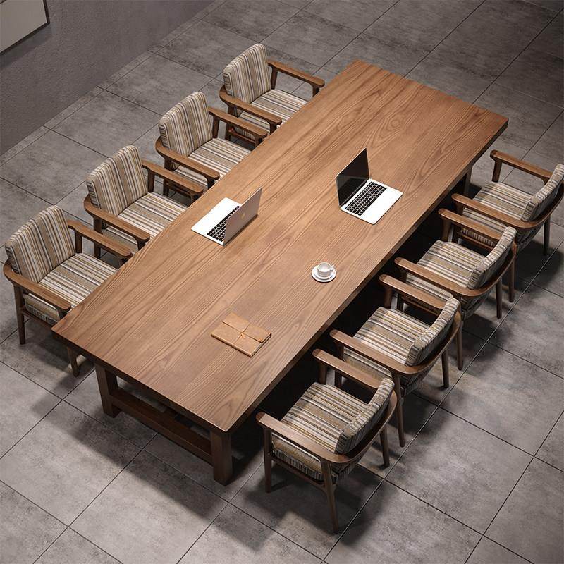 实木会议桌长桌简约现代商用大板桌子工作台定制长条办公桌椅组合