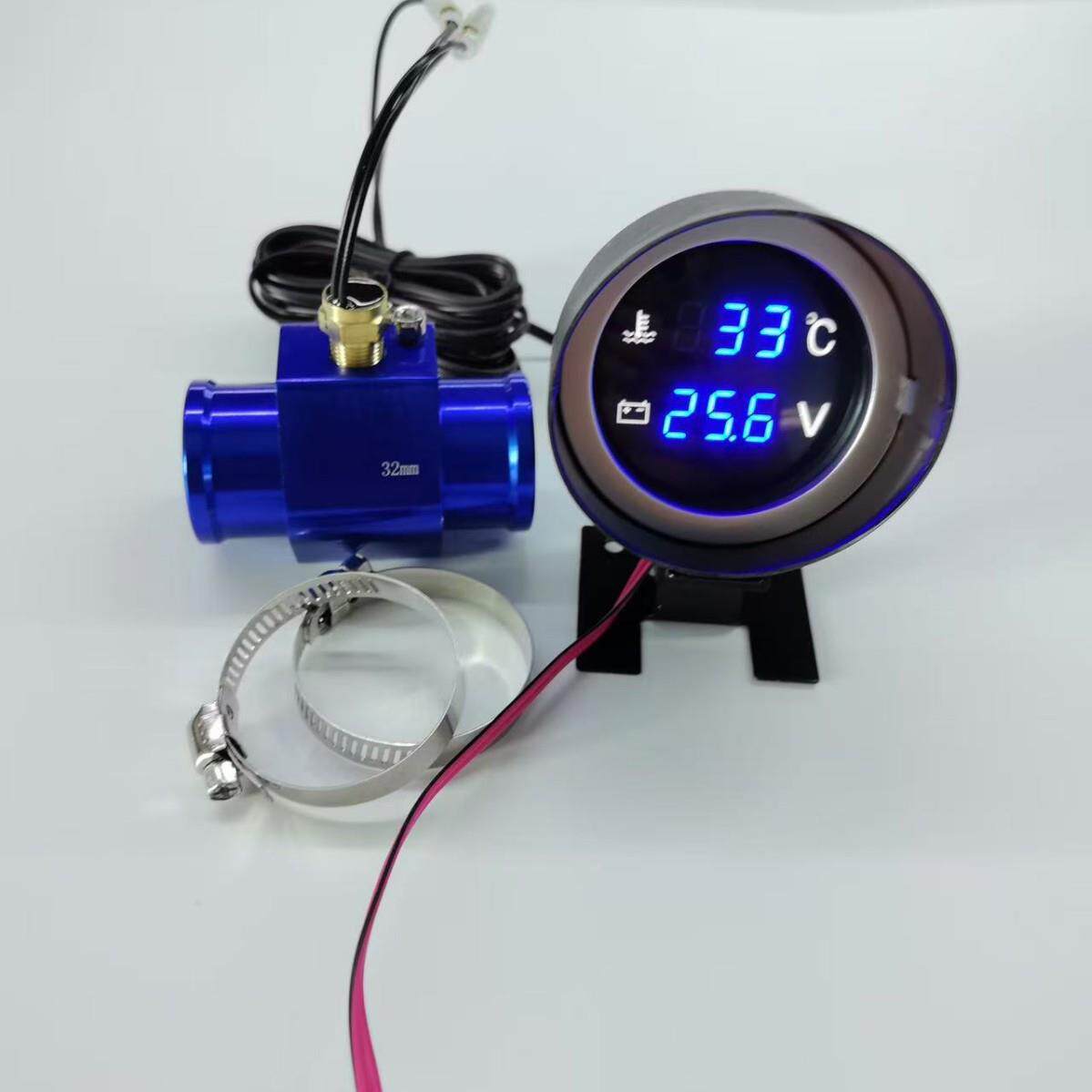 改装数字圆形电子水温表3米线塞12V24V通用适用农机货车水温表