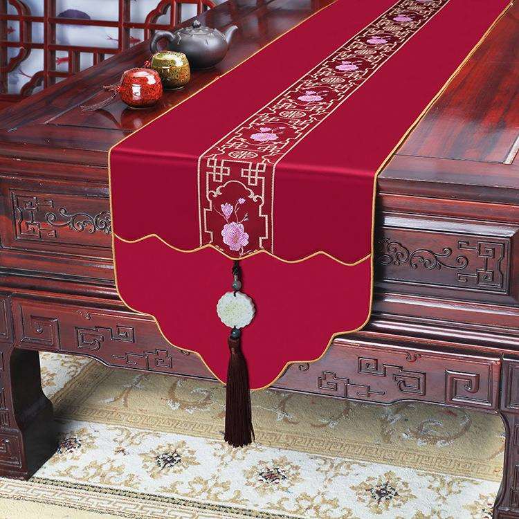 华旭绣颐新中式简约大气桌旗轻奢茶几餐桌布电视柜盖布床尾巾装饰