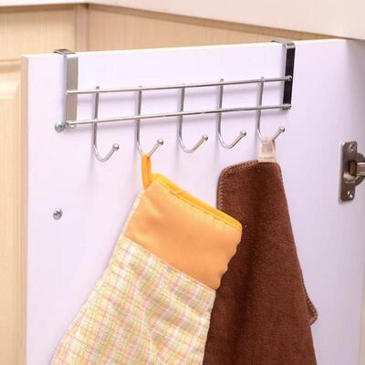 Iron 5-Hook Cabinet Door Back Hook No-Drill Behind-the-Door