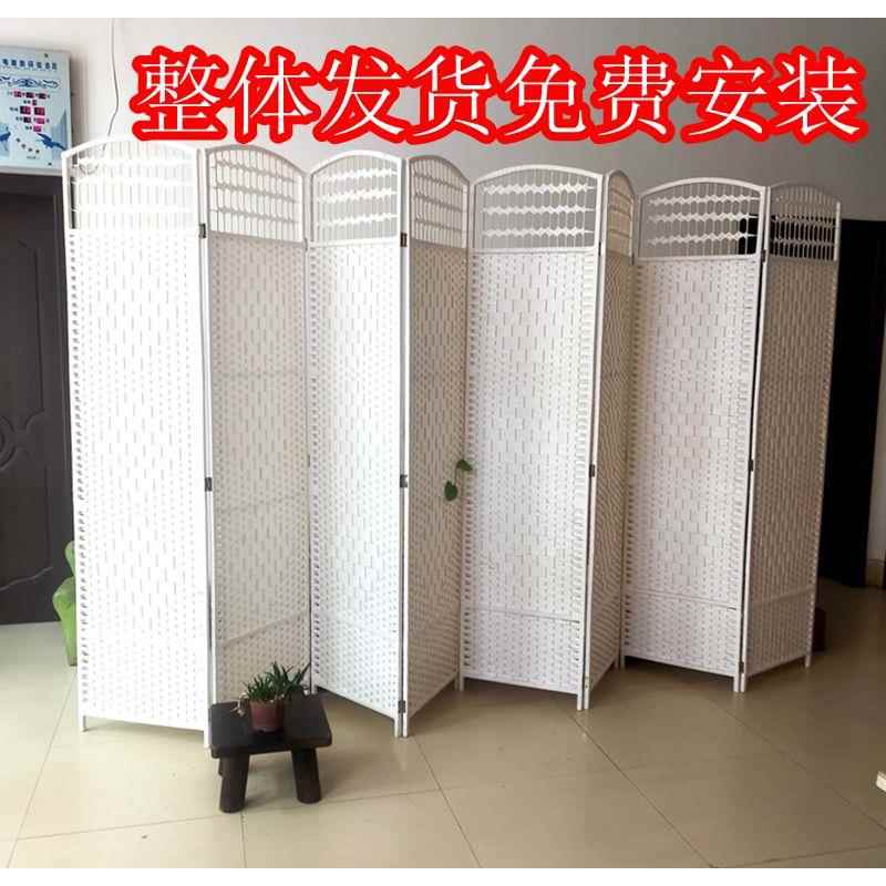 草编屏风隔断现代简约遮挡家用客厅卧室简易折叠移动折屏实木折屏