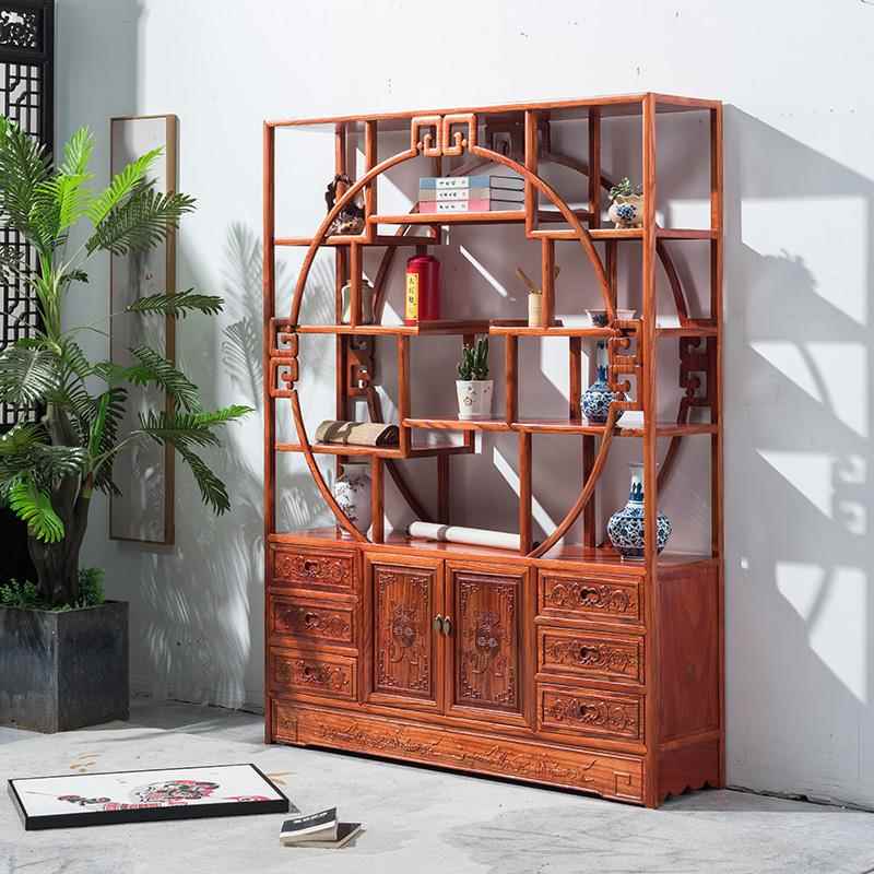 需定制实木博古架办公室多宝阁新中式茶叶展示柜书架隔断置物陈列