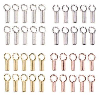 10pcs 925 Sterling Silver Tube Beads Stopper Cord End Beads