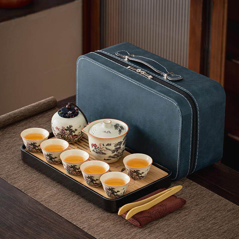 新中式黄汝黑松梅花清韵手抓壶套装陶瓷可养开片定印高级礼品纪念