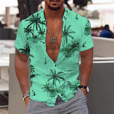 ch 5xl Short Sleeve Fashion Tops Tee Shirt Men Blouse Camisa