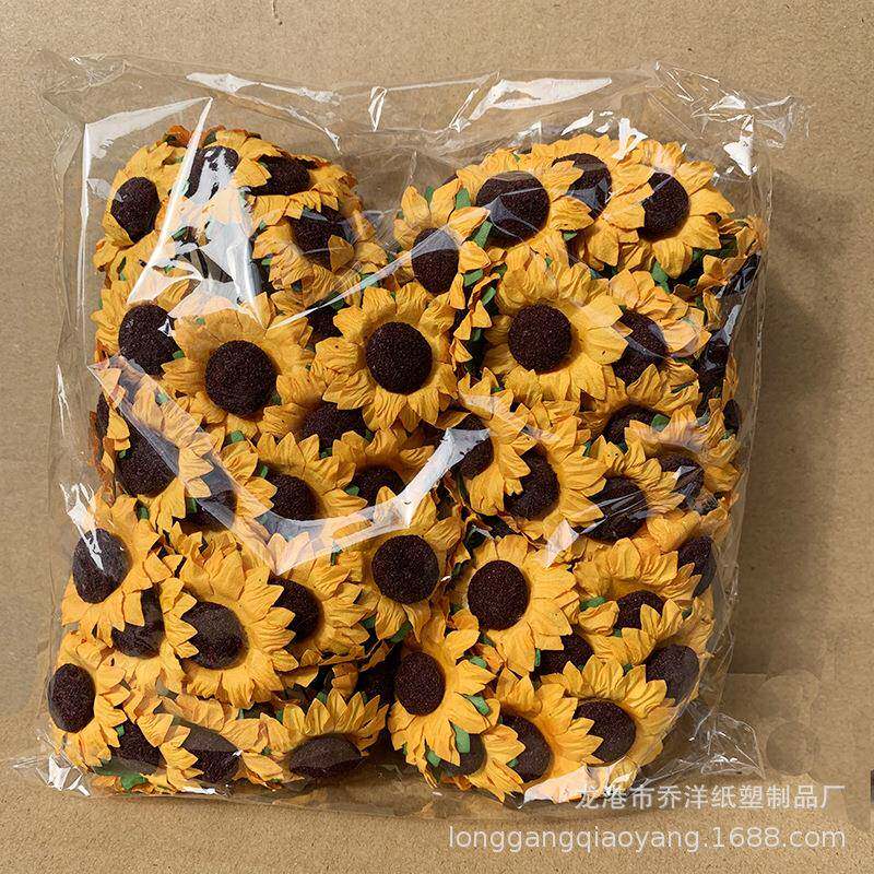太阳花仿真纸花喜糖盒配件礼品盒包装装饰向日葵配饰小花