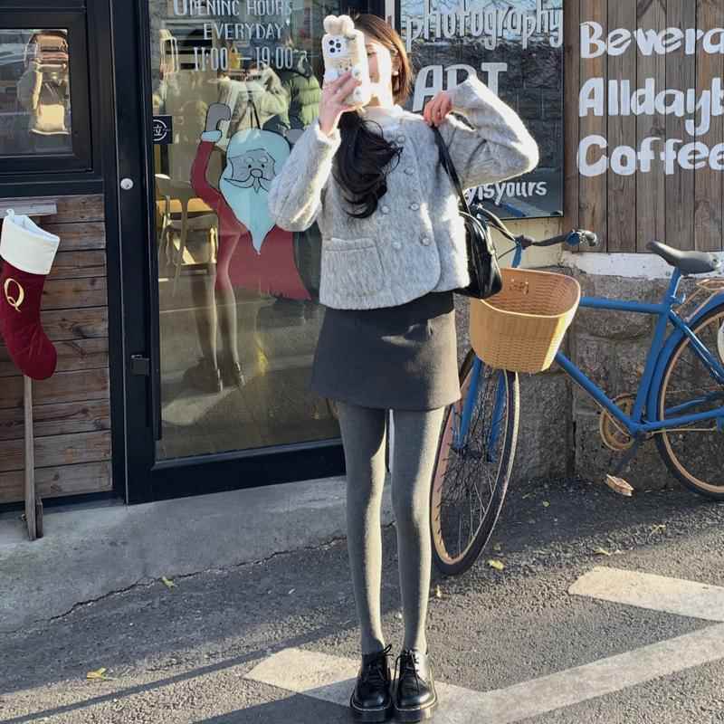 Peaceonesoul自制 高级灰欧尼包臀a字短裙女韩版高腰小个子半身裙