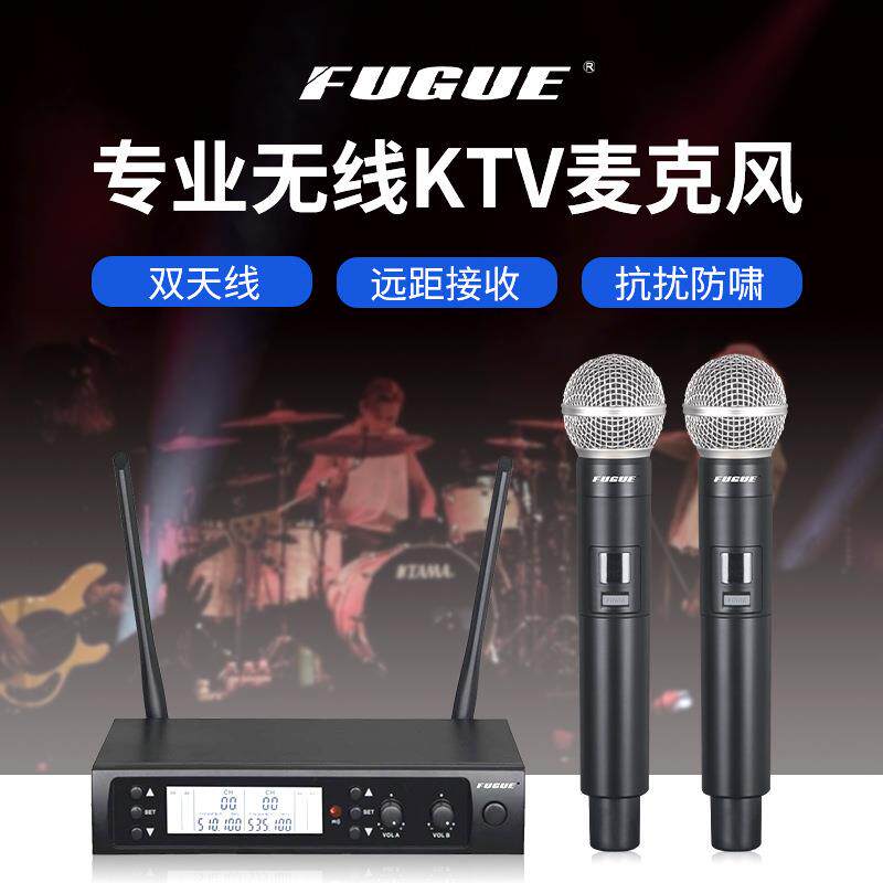 CE认证话筒一拖二U段调频舞台户外婚庆活动家庭KTV麦克风直播无线