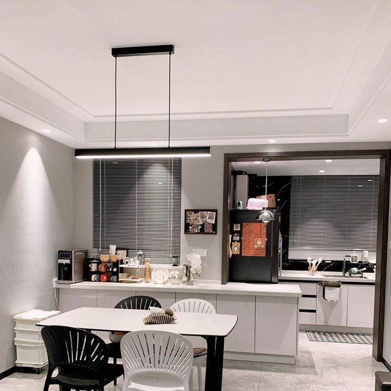 北欧餐厅吊灯极简线形一字长条茶室灯饰现代简约led吊灯吧台灯具