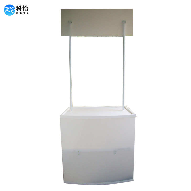PP促销台塑料展示台 弧型折叠吸塑试吃桌便携金属拉网促销桌展架