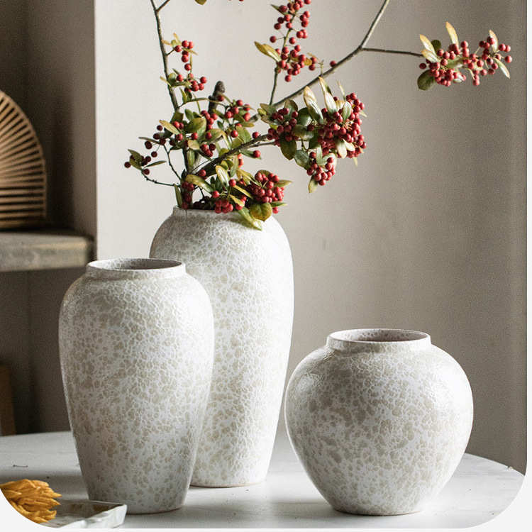 白色干花简约花瓶干花摆件客厅景德镇插寂侘器瓶水培插花陶瓷装饰