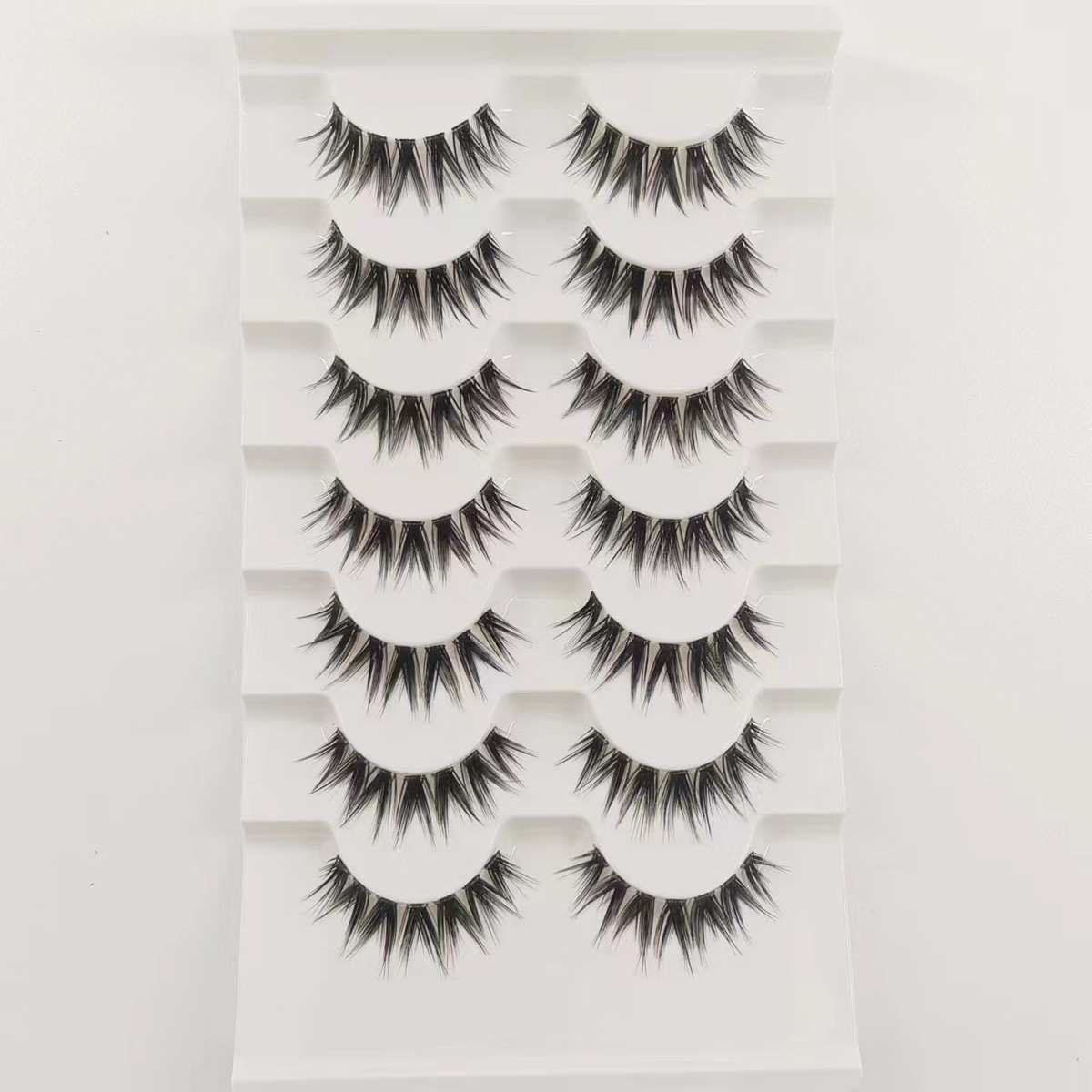 7对细梗浓密漫画眼欧美自然可分段亚裔混血整条羽翼鱼尾燕尾睫毛