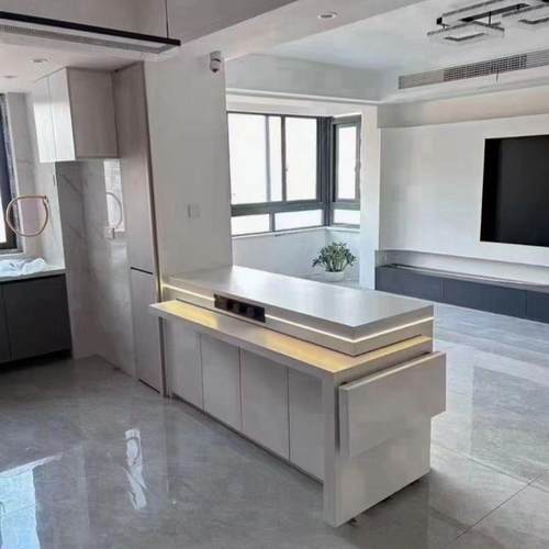 齐平岩板岛台餐桌一体可伸缩吧台岛台家用开放式厨房多功能小户型