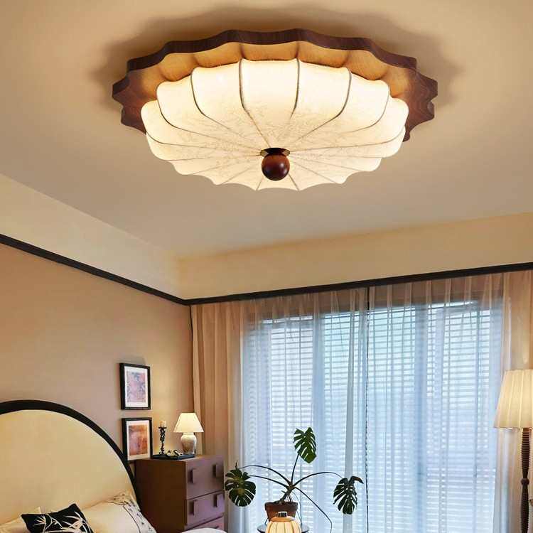 护眼侘中古艺复古感寂灯罩卧室日式胡桃风吸顶灯木色布氛围灯,家装灯饰光源,智能吸顶灯,淘宝优惠券,粉丝福利购,淘宝优惠卷
