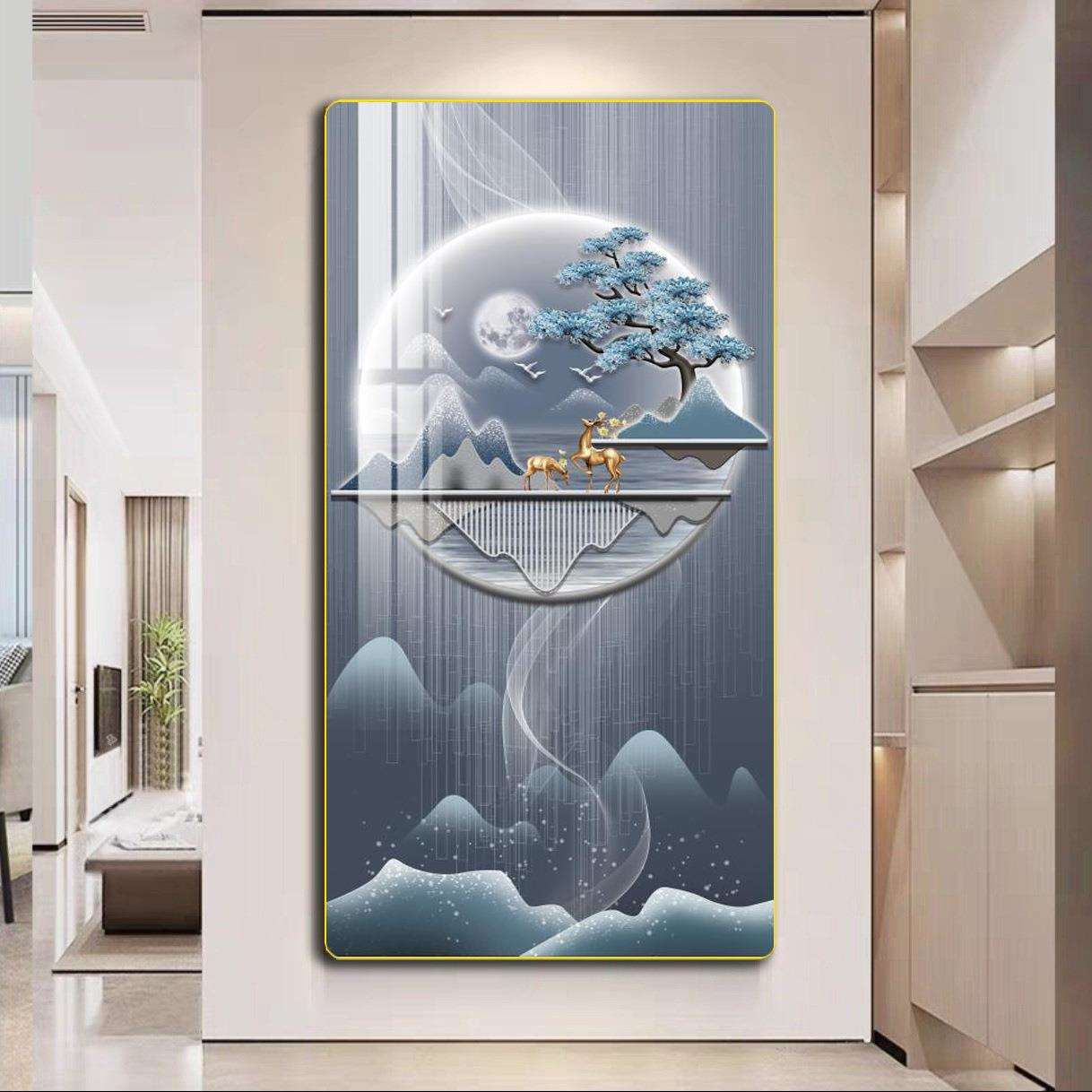 轻奢抽象简约玄关装饰画走廊过道挂画北欧寓意好入户进门装饰画