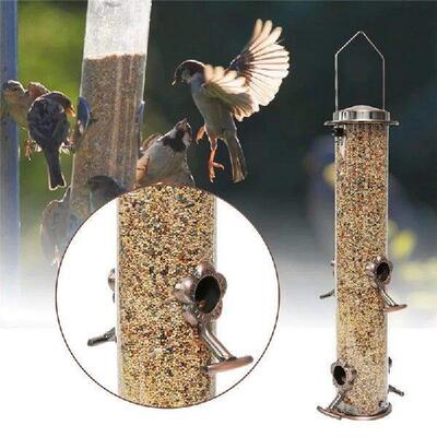 Wild Bird Hanging Feeder Tubular Anti-Rust Outdoor Garden