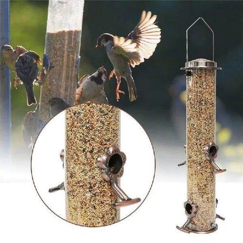 Wild Bird Hanging Feeder Tubular Anti-Rust Outdoor Garden