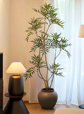 彷真绿色植物十大功劳室内客厅电视柜中古风大型落地彷生植物盆栽