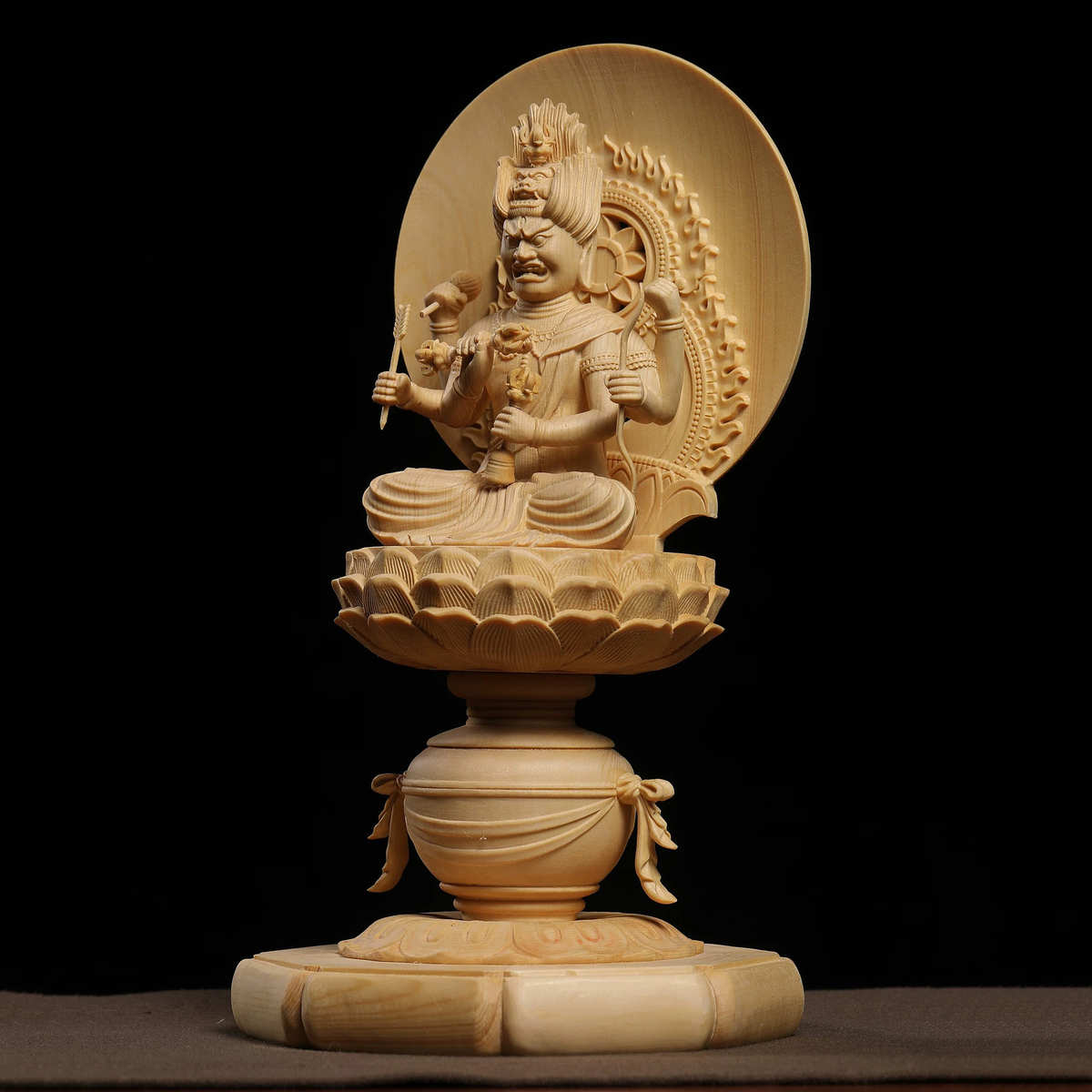 桧木精雕六臂爱染明王神像唐密真言东密如法金刚摆件家居装饰品