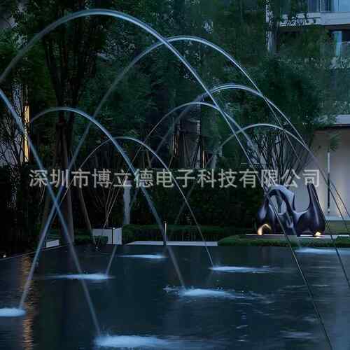 网红拱形波光跳跳泉珍珠跳泉可供CAD图纸带不锈钢喷头跨度10米