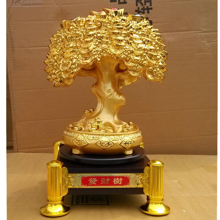 发财树镀金色摇钱树树脂工艺品摆件办公吧台酒柜开业家居装饰礼品
