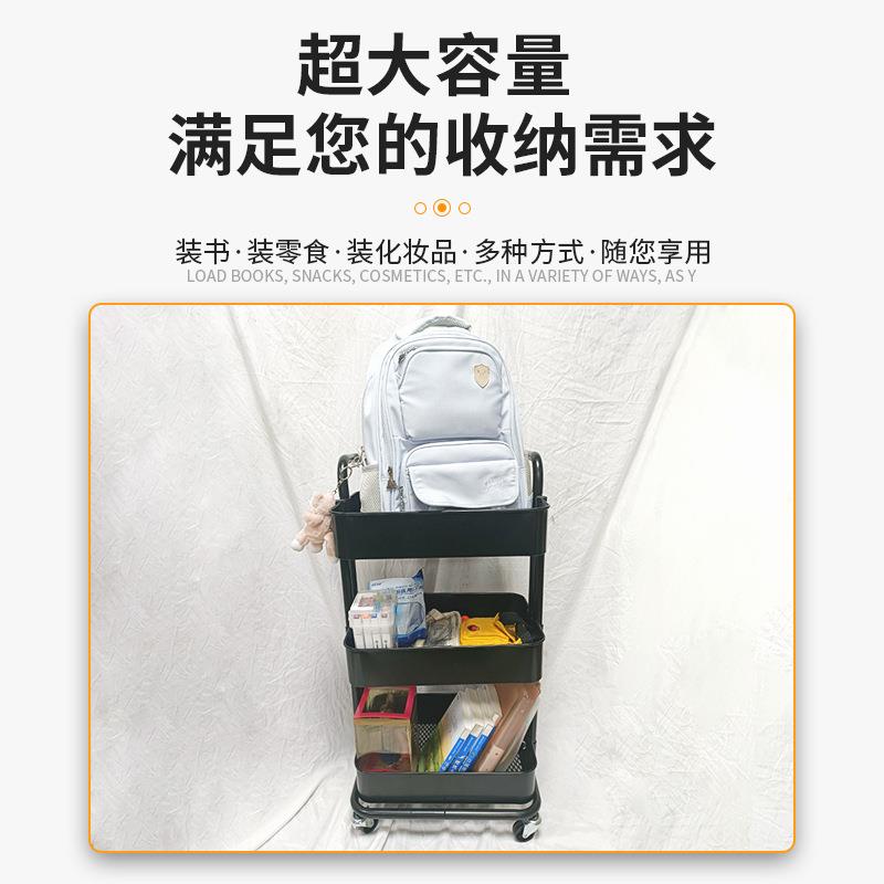 厨房置物架卧室落地式多层隔板可移动小推车烧烤家用简易储物架子